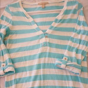 Banana Republic Blue and White Stripe 3/4 Sleeve